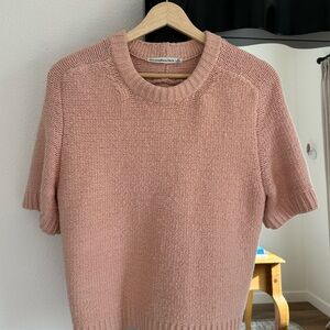Abercrombie & Fitch Women's Blush Pink Short-Sleeve Crew Sweater